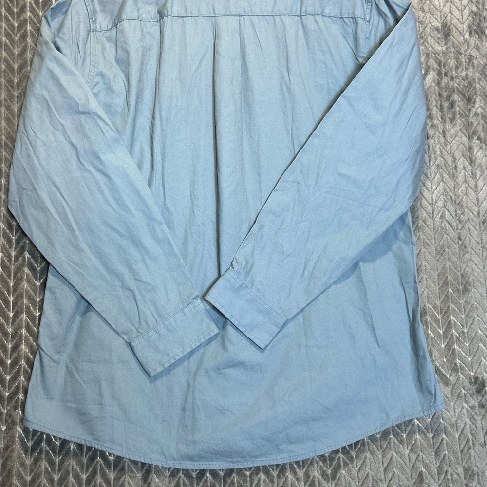 New Men’s Eddie Bauer Shirt Size Large Y2K Outdoors Blue Denim Cowboy Preppy - Picture 12 of 14